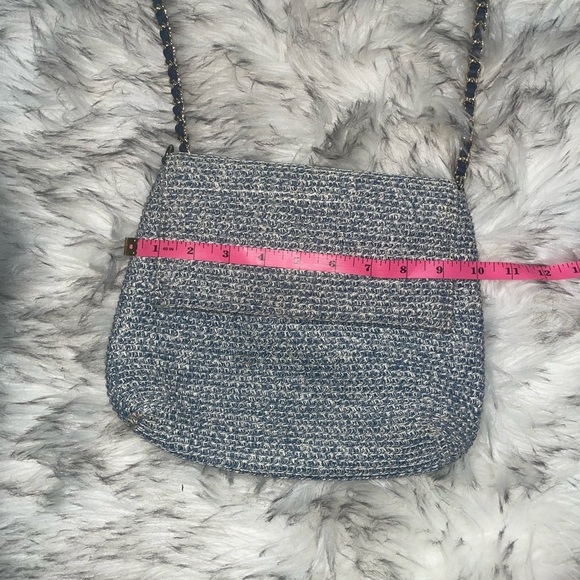 Vintage💙Blue woven crossbody bag with chain strap flap bag vintage bag y2k bag - Picture 6 of 14